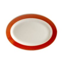 CAC China R-14-R Rainbow Red Rolled Edge Oval Platter, 12-1/2&quot; x 6-5/8&quot;