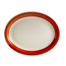 CAC China R-12NR-R Rainbow Narrow Rim Red Oval Platter, 9 1/2&quot; x 7-1/4&quot;