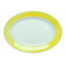 CAC China R-34-Y Rainbow Yellow Rolled Edge Oval Platter, 9 3/8&quot; x 6-1/4&quot;