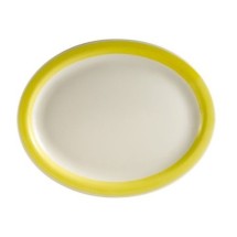 CAC China R-13NR-Y Rainbow Narrow Rim Yellow Oval Platter,11 1/2&quot; x 9&quot;