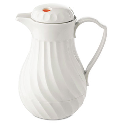 White Poly Lined Carafe, Swirl Design, 40 oz, 