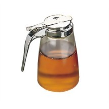 TableCraft P10 Clear Polycarbonate 10 oz. Syrup Dispenser with Chrome Metal Top