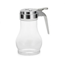 TableCraft PP410CP  Teardrop Polycarbonate 10 oz. Syrup Dispenser with Chrome-Plated ABS Top