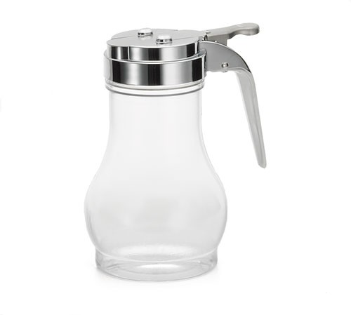 TableCraft PP410CP  Teardrop Polycarbonate 10 oz. Syrup Dispenser with Chrome-Plated ABS Top