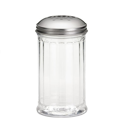 TableCraft P800 Fluted Polycarbonate Cheese Shaker 12 oz. with Stainless Perforated Top