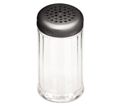 TableCraft P800BK Fluted Polycarbonate Shaker 12 oz. with Black Perforated Top