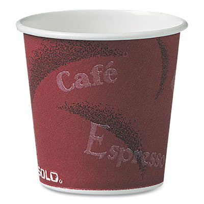 Polycoated Hot Paper Cups, 4 oz, Bistro Design, 50/Pack, 20 Pack/Carton