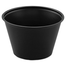 Polystyrene Portion Cups, 4oz, Black, 250/Bag, 10 Bags/Carton