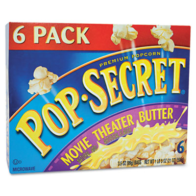 Pop Secret Microwave Popcorn, Movie Theater Butter, 3.2 oz Bags, 6/Box