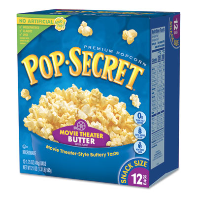 Pop Secret Microwave Popcorn, Movie Theatre Butter, 1.75 oz Bags, 12/Box