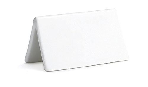 TableCraft P16 Write-On White Porcelain Tabletop Tent, 3.5" x 2" x 2"