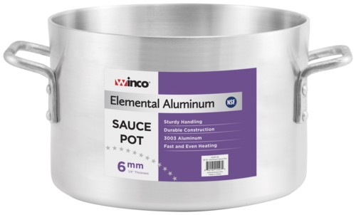 Winco ASHP-26 Elemental Aluminum 26 Qt.  Sauce Pot, 6mm