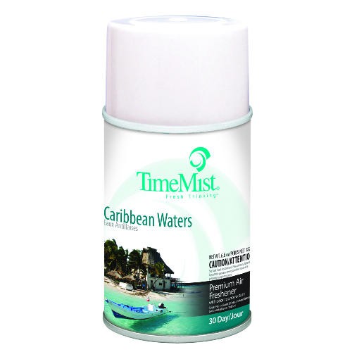 TimeMist Metered Air Freshener Refill, Caribbean Waters, 6.6 oz Aerosol, 12/Carton