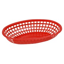 Winco POB-R Red Premium Oval Basket 10-1/4&quot; x 6-3/4&quot; x 2&quot;