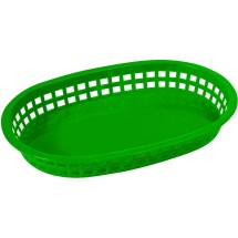 Winco PLB-G Green Oval Fast Food Basket, 10-3/4&quot; x 7-1/4&quot; x 1-1/2&quot;