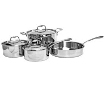 Thunder Group SLCK007 7 Piece Premium Tri-Ply Stainless Steel Cookware Set