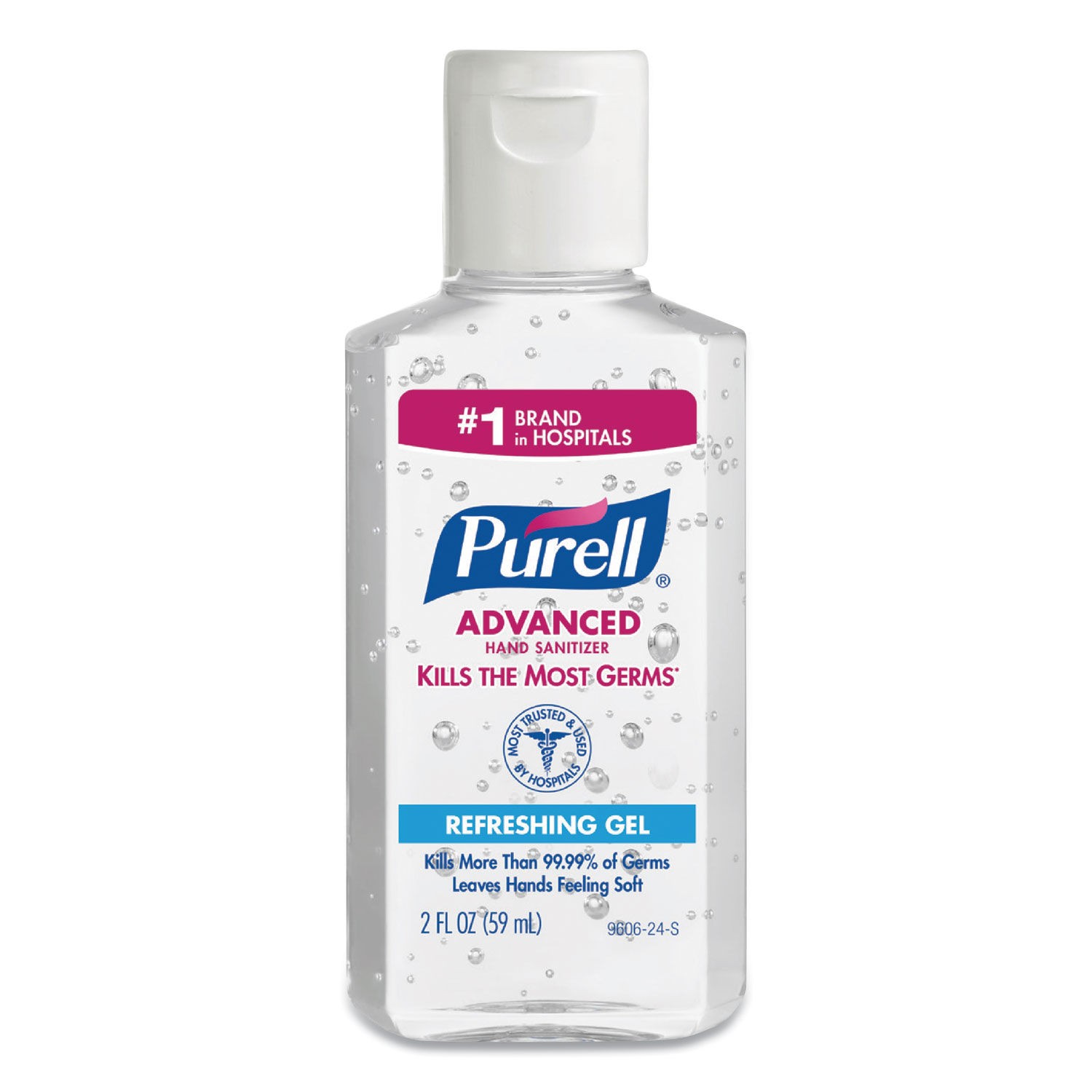 Purell Advanced Gel Hand Sanitizer, 2 oz Flip Cap Bottle, 24/Carton