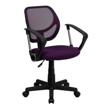 Flash Furniture WA-3074-PUR-A-GG Purple Mesh Computer Chair with Arms
