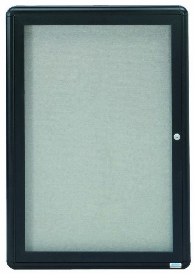 Aarco Products RAB3624BL Radius Enclosed 1-Door Bulletin Board, Graphite/Gray, 24"W x 36"H