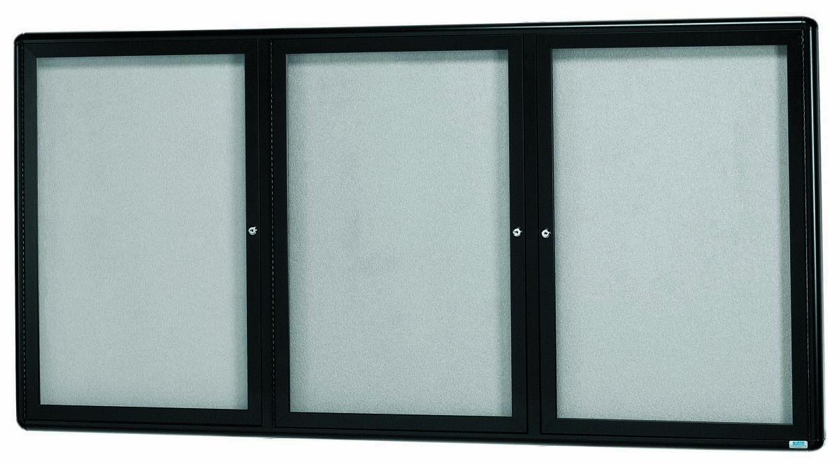 Aarco Products RAB3672BL Radius Enclosed 2-Door Bulletin Board, Graphite/Gray, 72"W x 36"H