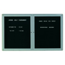 Aarco Products RAD3660GB Radius Enclosed 2-Door Bulletin Board Gray/Black, 60&quot;W x 36&quot;H