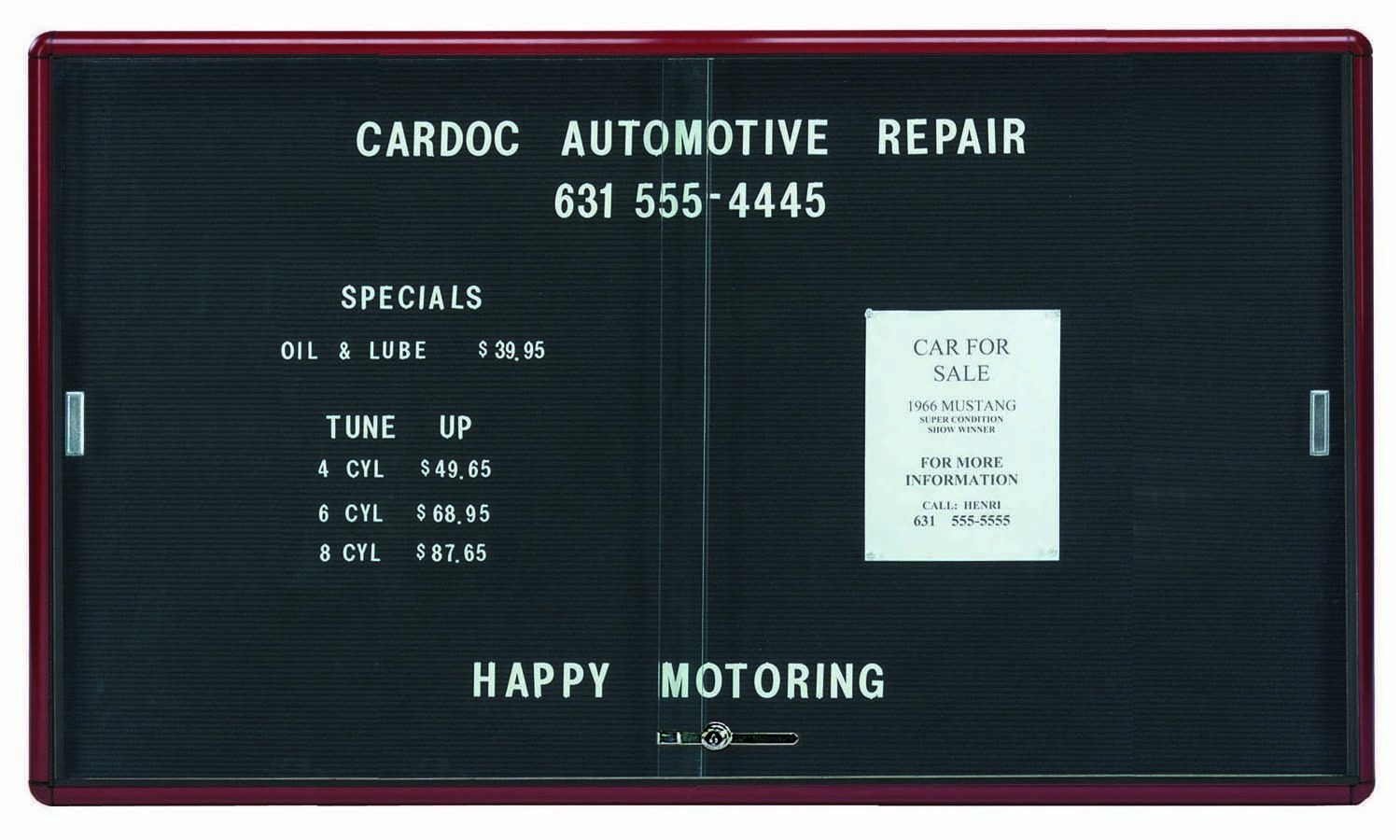 Aarco Products RSD3660BB Radius Enclosed Sliding Door Directory Board, Burgundy/Black, 60"W x 36"H
