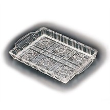 TableCraft 1218C Rectangular Plastic Crystalware Serving Tray with Handles 12" x 18"