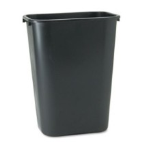 Deskside Plastic Wastebasket,  10.25 Gallon, Black