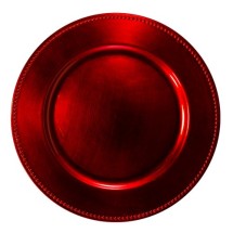 Jay Companies 1270170 Red Beaded Round 13&quot; Charger Plate