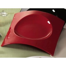 CAC China FSB-21 RED Fashion Bridge Red Plate 12&quot; x 12 1/2&quot; x 2&quot;
