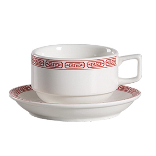 CAC China 105-1-S Red Gate Stacking Cup 8 oz.