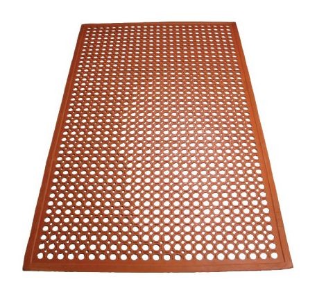 Winco RBM-35R Grease-Resistant Red Anti-Fatigue Floor Mat 3" x 5" x 1/2",