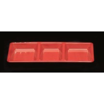 Thunder Group PS5103RD Passion Red Melamine 3-Compartment Rectangular Tray 15&quot; x 6-1/4&quot;