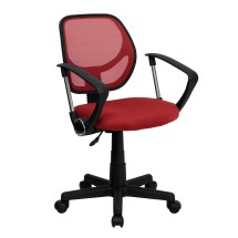 Flash Furniture WA-3074-RD-A-GG Red Mesh Computer Chair with Arms