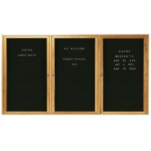 Aarco Products ODC3672-3L 3-Door Oak Frame Enclosed Letter Board Message Center, 72&quot;W x 36&quot;H