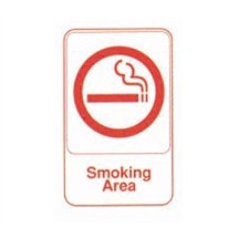 TableCraft 695646 Smoking Area Sign, Red-On-Black 6&quot; x 9&quot; 