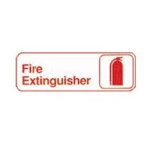 TableCraft 394518 Fire Extinguisher Sign, Red-On-Sign, White 3&quot; x 9&quot; 