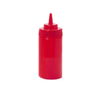 G.E.T. Enterprises SB-12-R Red Plastic 12 oz. Wide Mouth Squeeze Dispenser