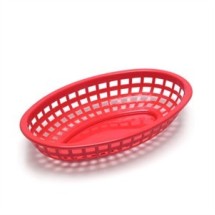 TableCraft 1074R Red Classic Plastic Oval Basket 9-3/8&quot; x 6&quot; x 1-7/8&quot;
