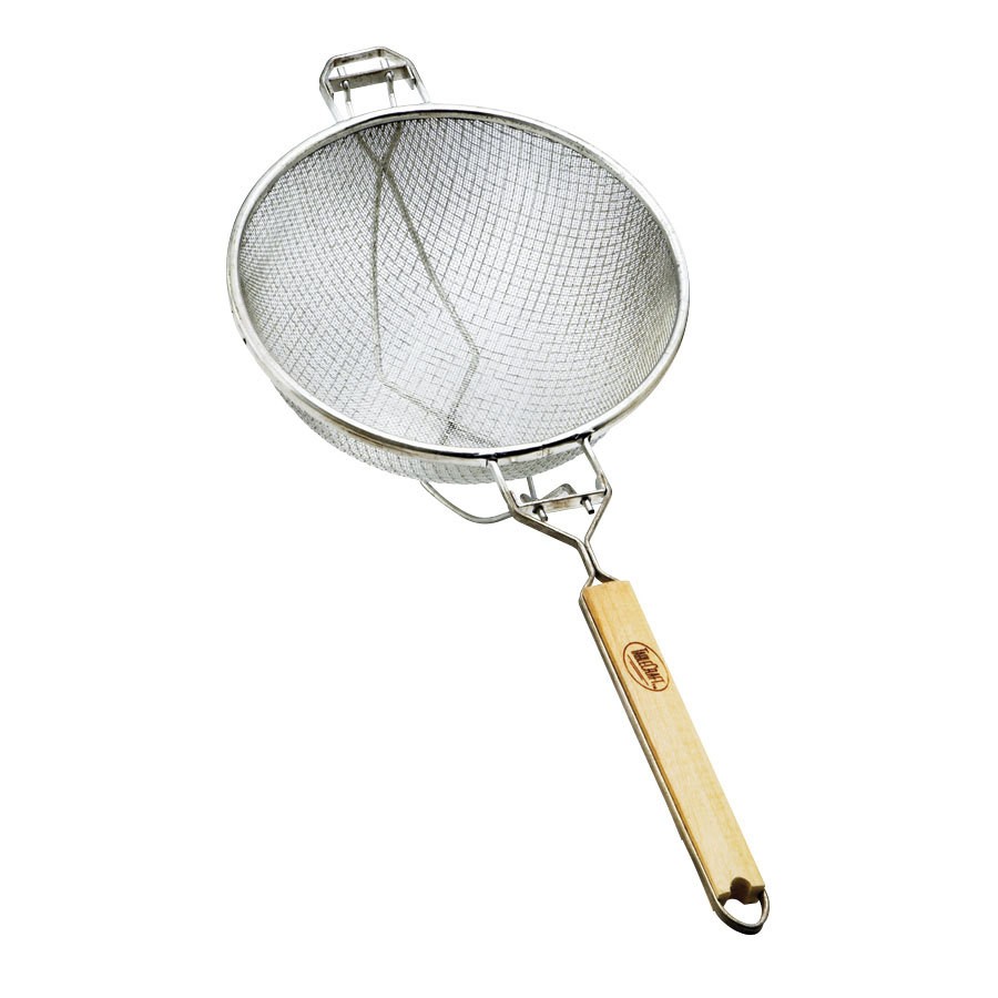 TableCraft 1021 Double Mesh Strainer with Wood Handle, 8-3/4"