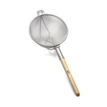 TableCraft 1023 Double Mesh Strainer with Round Wood Handle, 11- 3/4&quot;