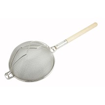 Winco MST-12D Reinforced Double Mesh Strainer with Wood Handle 12&quot;