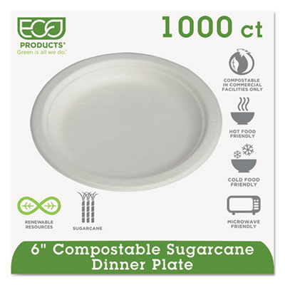 Renewable & Compostable Sugarcane Plates Convenience Pack, 6