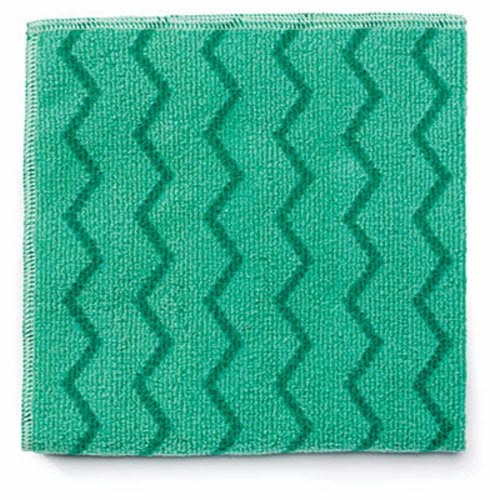 Reusable Green Microfiber Cleaning Cloths, 16" x 16", 12/Carton