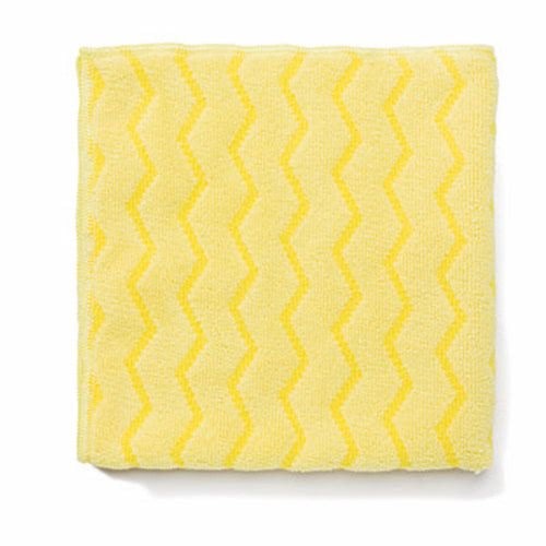 Reusable Yellow Microfiber Cleaning Cloths, 16" x 16", 12/Carton