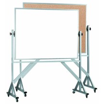 Aarco Products WACB4260 Reversible Free Standing Aluminum Frame Melamine Markerboard/Natural Cork, 60&quot;W x 42&quot;H