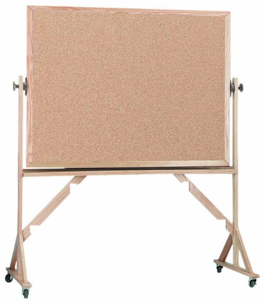Aarco Products RBB4260 Reversible Free Standing Oak Frame Natural Cork Both Sides, 60"W x 42"H