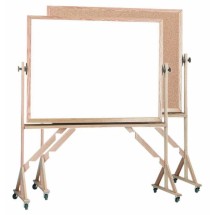 Aarco Products WRBC4260 Reversible Free Standing Oak Frame Melamine Markerboard/Natural Cork, 60&quot;W x 42&quot;H