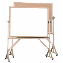 Aarco Products WRBC4872 Reversible Free Standing Oak Frame Melamine Markerboard/Natural Cork, 72&quot;W x 48&quot;H