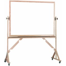 Aarco Products WRS3648 Reversible Free Standing White Porcelain Markerboard with Oak Wood Frames, 48&quot;W x 36&quot;H